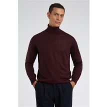 Melka Merino Knit Roll Neck Jumper - Burgundy Red