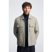 Melka Taupe Check Zip Front Jacket