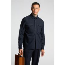 Melka Navy Blue Flannel Long Sleeve Overshirt