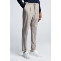 Melka Beige Drawstring Brown Men's Trousers With Turn Up