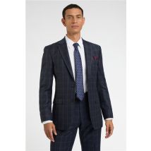 Racing Green Regular Fit Blue Tan Check Wool Men's Suit Jacket