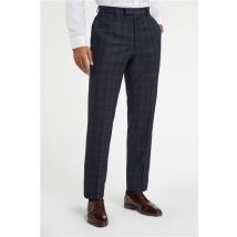 Racing Green Regular Fit Blue Tan Check Wool Men's Trousers