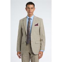 Racing Green Regular Fit Beige Check Wool Stretch Men's Suit Jacket