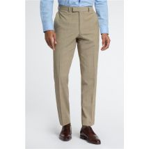 Racing Green Regular Fit Beige Check Wool Stretch Men's Trousers