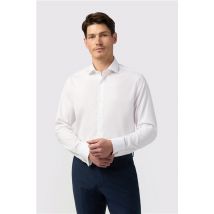 Alexandre White Mens Shirt, Long Sleeve, Double Cuff, Tailored Fit, Stretch Fabric