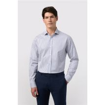 Alexandre Blue Mens Shirt, Long Sleeve, Striped, Egyptian Cotton, Tailored Fit