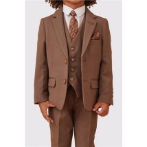 Marc Darcy HM5 Children's Tan Check Three Piece Men's Tailored Fit Suit Jacket  for boys