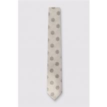 Alexandre Champagne Silk Hexagon Medallion Tie Beige