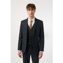 Antique Rogue Slim Fit Dax Navy Blue Teal Herringbone Men's Suit Jacket