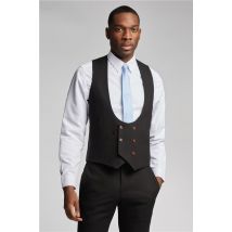 Antique Rogue Slim Fit Black Texture Double Breasted Waistcoat