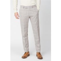 Antique Rogue Slim Fit Cream Tweed with Taupe Overcheck Beige Men's Trousers