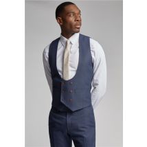 Antique Rogue Slim Fit Navy Blue Texture Double Breasted Waistcoat