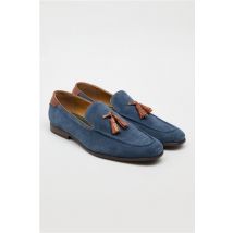Racing Green Niky Navy Blue Suede Tassel Loafer