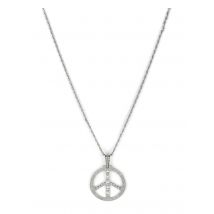 Hippie peace and love ketting voor volwassenen - Thema: Hippies en flower power - Zilver / Grijs - Maat Uniek Formaat