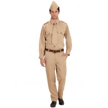 Amerikaans soldatenkostuum voor volwassenen - Thema: Beroepen - Bruin - Maat XL