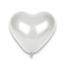 Set van 50 witte hartjes ballonnen - Thema: Couleurs - Grijs, Wit - Maat Uniek Formaat