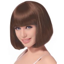 Half lange bruine pruik voor vrouwen - Thema: Disco - Overige - Maat Uniek Formaat