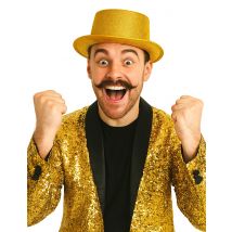 Goudkleurige hoge hoed voor volwassenen - Thema: Couleurs - Goud - Maat Uniek Formaat