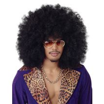 Zwarte maxi afro pruik - Thema: Jaren 80 - Zwart - Maat One size