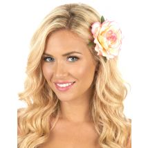 Wit-roze roos haarspeld voor volwassenen - Thema: Fête à la plage - Roze - Maat Uniek Formaat
