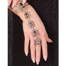 Spinnen armband en ring voor vrouwen - Thema: Citrouilles et araignées - Zilver / Grijs - Maat One Size