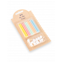 10 meerkleurige kaarsen met houders, 6 cm, voor taart - Multicolore - Maat Uniek Formaat