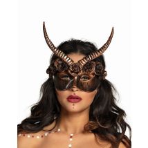 Sexy Steampunk halfmasker voor volwassenen - Thema: Steampunk - Bruin - Maat Uniek Formaat