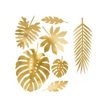 21 tropische papieren blaadjes goud - Thema: Sfeer decoratie - Goud - Maat Uniek Formaat