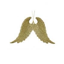 Kerstboomhanger engelvleugels 10 cm goudkleurig met glitter - Thema: Feeën wereld - Goud - Maat Uniek Formaat
