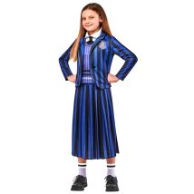 Enid schooluniform kostuum - Wednesday voor kinderen - Thema: Magie en Horror - Zwart - Maat 128/140 (9-10 jaar)