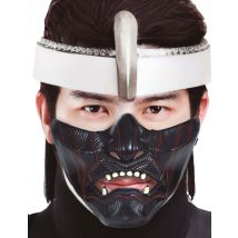 Ninjakrijger halfmasker voor volwassenen - Thema: Magie en Horror - Zwart - Maat Uniek Formaat
