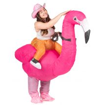 Opblaasbaar flamingokostuum voor volwassenen - Thema: Gonflables - Roze - Maat Uniek Formaat