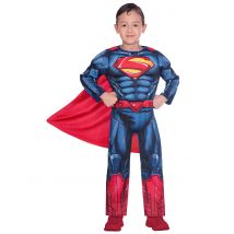 Klassiek Superman kinderkostuum - Thema: Superhelden - Blauw - Maat 128 (6-8 jaar)