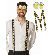 Bierglazen voor volwassenen en bretelset - Thema: Humoristisch - Multicolore - Maat Uniek Formaat