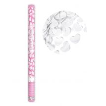 Confettikanon witte hartjes 80 cm - Thema: Couleurs - Grijs, Wit - Maat Uniek Formaat
