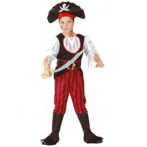 Piraten-Faschingskostüm für Jungen bunt - Thema: Piraten - Schwarz - Größe 134/140 (10-12 Jahre)