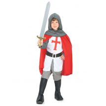 Mittelalter-Kreuzritter-Kostüm für Jungen - Thema: Mittelalter - Grau, Weiss - Größe 110/116 (4-6 Jahre)