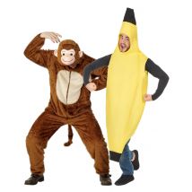 Affen- und Bananen-Kostüm für Erwachsene - Thema: Humor - Größe Einheitsgröße