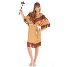 Indianerinnenkostüm für Damen mit Fransen braun-beigefarben - Thema: Cowboy + Indianer - Braun - Größe L