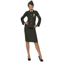 Militärisches Offiziers-Kostüm für Damen schwarz - Thema: Berufe + Uniformen - Grün - Größe S