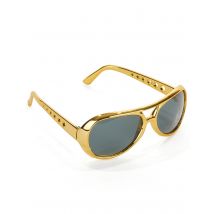 Goldene Elvis Sonnenbrille für Erwachsene - Thema: Filmstars + Promis - Gold - Größe Einheitsgröße