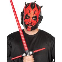 Darth Maul-3/4 Maske aus Star Warsfür Erwachsene - Thema: Filmstars + Promis - Rot - Größe Einheitsgröße