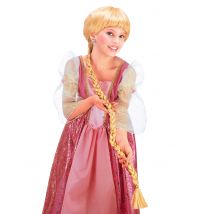 Perücke mit geflochtenem Zopf für Mädchen - Thema: Prinzessinnen - Blond - Größe Einheitsgröße