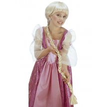 Perücke mit geflochtenem Zopf für Mädchen - Thema: Prinzessinnen - Blond - Größe Einheitsgröße
