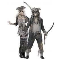 Piraten-Phantompaar Halloween-Kostüme grau-schwarz - Thema: Klassiker - Grau, Silber - Größe Einheitsgröße