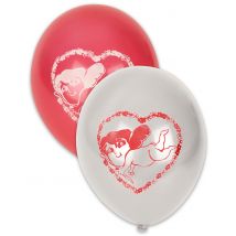 10 Rote und Weiße Cupidon-Luftballons - Thema: Kostüme nach Farben - Rot - Größe Einheitsgröße