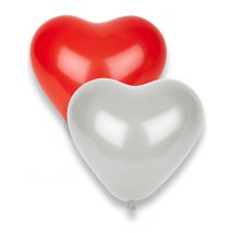 8 rote und weiße Herz-Luftballons - Rot - Größe Einheitsgröße