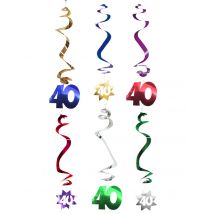 6 Hängedekos - 40 Jahre - Thema: Déco d'ambiance anniversaire - Bunt - Größe Einheitsgröße