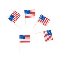 USA-Flagge Zahnstocher - Thema: Fanartikel - Bunt - Größe Einheitsgröße