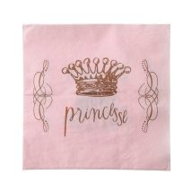 20 rosa Prinzessinnen-Papierservietten 33 x 33 cm mit Krone - Thema: Kostüme nach Farben - Rosa, Pink - Größe Einheitsgröße